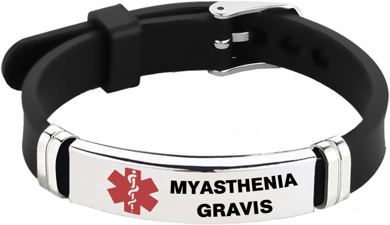 TGLS Red Medical Alert ID Bracelet for Women Men's Emergency First Aid Health Alert Laser Engraved Satinless Steel Adjustable Silicone Wristband Bracelets - Image 1